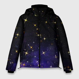 Мужская зимняя куртка 3D с принтом Сияющие звёзды вселенной в Кировске, верх — 100% полиэстер; подкладка — 100% полиэстер; утеплитель — 100% полиэстер | длина ниже бедра, свободный силуэт Оверсайз. Есть воротник-стойка, отстегивающийся капюшон и ветрозащитная планка. 

Боковые карманы с листочкой на кнопках и внутренний карман на молнии. | Тематика изображения на принте: 