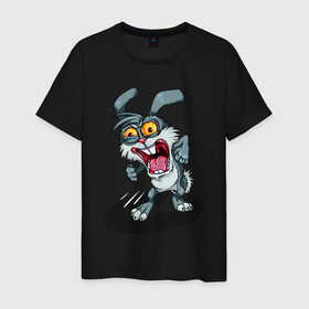 Мужская футболка хлопок с принтом Безумный кролик в Курске, 100% хлопок | прямой крой, круглый вырез горловины, длина до линии бедер, слегка спущенное плечо. | 