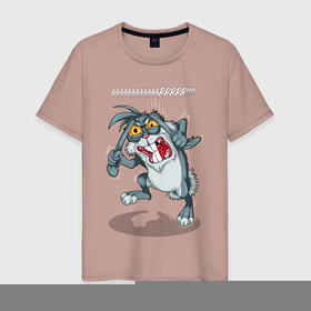Мужская футболка хлопок с принтом Злой кролик в Тюмени, 100% хлопок | прямой крой, круглый вырез горловины, длина до линии бедер, слегка спущенное плечо. | 