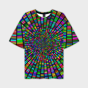 Мужская футболка oversize 3D с принтом Цветная спираль   оптическая иллюзия в Екатеринбурге,  |  | 