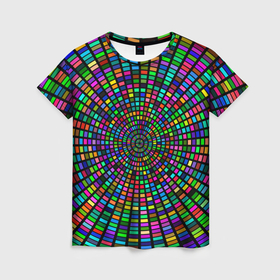 Женская футболка 3D с принтом Цветная спираль   оптическая иллюзия в Петрозаводске, 100% полиэфир ( синтетическое хлопкоподобное полотно) | прямой крой, круглый вырез горловины, длина до линии бедер | 
