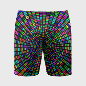 Мужские шорты спортивные с принтом Цветная спираль   оптическая иллюзия в Курске,  |  | 
