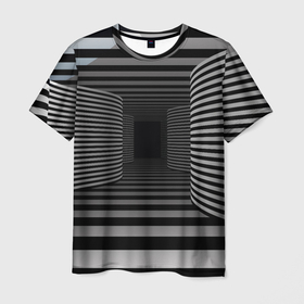 Мужская футболка 3D с принтом Коридор   оптическая иллюзия , 100% полиэфир | прямой крой, круглый вырез горловины, длина до линии бедер | 