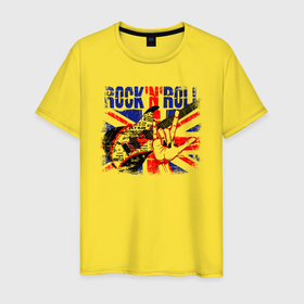 Мужская футболка хлопок с принтом Рок и гитара в Санкт-Петербурге, 100% хлопок | прямой крой, круглый вырез горловины, длина до линии бедер, слегка спущенное плечо. | 