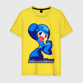 Мужская футболка хлопок с принтом Megaman в Белгороде, 100% хлопок | прямой крой, круглый вырез горловины, длина до линии бедер, слегка спущенное плечо. | 
