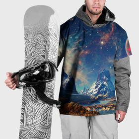 Накидка на куртку 3D с принтом Горы и бескрайний космос , 100% полиэстер |  | 
