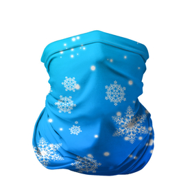 Бандана-труба 3D с принтом Снежинки на голубом фоне в Кировске, 100% полиэстер, ткань с особыми свойствами — Activecool | плотность 150‒180 г/м2; хорошо тянется, но сохраняет форму | 