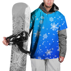 Накидка на куртку 3D с принтом Снежинки на голубом фоне в Кировске, 100% полиэстер |  | 