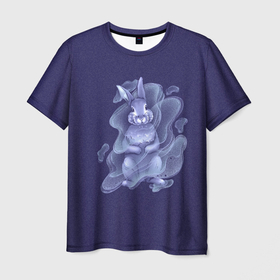 Мужская футболка 3D с принтом Год Голубого водяного кролика 2023 в Кировске, 100% полиэфир | прямой крой, круглый вырез горловины, длина до линии бедер | 