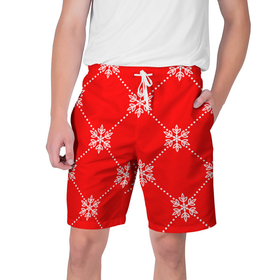 Мужские шорты 3D с принтом Праздничный узор в Екатеринбурге,  полиэстер 100% | прямой крой, два кармана без застежек по бокам. Мягкая трикотажная резинка на поясе, внутри которой широкие завязки. Длина чуть выше колен | 