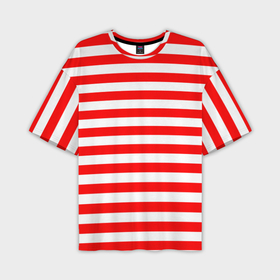 Мужская футболка OVERSIZE 3D с принтом Красный полосатый новогодний леденец ,  |  | 