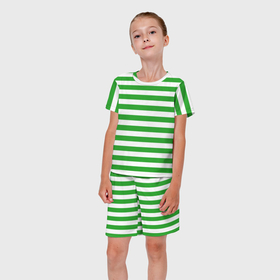 Детский костюм с шортами 3D с принтом Зеленый полосатый новогодний леденец ,  |  | Тематика изображения на принте: 