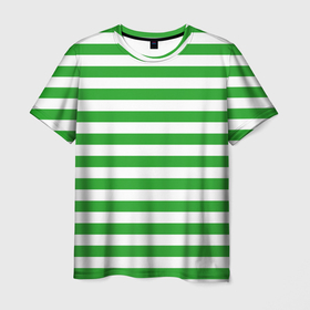 Мужская футболка 3D с принтом Зеленый полосатый новогодний леденец в Петрозаводске, 100% полиэфир | прямой крой, круглый вырез горловины, длина до линии бедер | 