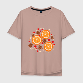 Мужская футболка хлопок Oversize с принтом Дольки апельсинов , 100% хлопок | свободный крой, круглый ворот, “спинка” длиннее передней части | 