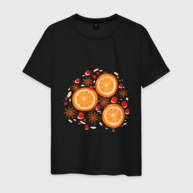 Мужская футболка хлопок с принтом Дольки апельсинов в Санкт-Петербурге, 100% хлопок | прямой крой, круглый вырез горловины, длина до линии бедер, слегка спущенное плечо. | 