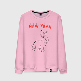 Мужской свитшот хлопок с принтом New year rabbit в Тюмени, 100% хлопок |  | 