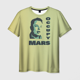 Мужская футболка 3D с принтом Илон маск оккупант Марса , 100% полиэфир | прямой крой, круглый вырез горловины, длина до линии бедер | 