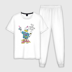 Мужская пижама хлопок с принтом Kill The Grateful Dead как у Курта Кобейна , 100% хлопок | брюки и футболка прямого кроя, без карманов, на брюках мягкая резинка на поясе и по низу штанин
 | 