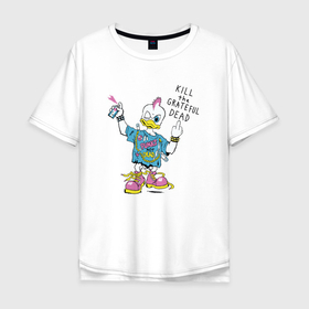 Мужская футболка хлопок Oversize с принтом Kill The Grateful Dead как у Курта Кобейна в Тюмени, 100% хлопок | свободный крой, круглый ворот, “спинка” длиннее передней части | Тематика изображения на принте: 