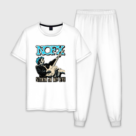 Мужская пижама хлопок с принтом Nofx панк рок группа , 100% хлопок | брюки и футболка прямого кроя, без карманов, на брюках мягкая резинка на поясе и по низу штанин
 | 