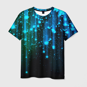 Мужская футболка 3D с принтом Space   starfall в Курске, 100% полиэфир | прямой крой, круглый вырез горловины, длина до линии бедер | 