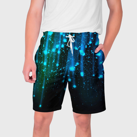 Мужские шорты 3D с принтом Space   starfall в Белгороде,  полиэстер 100% | прямой крой, два кармана без застежек по бокам. Мягкая трикотажная резинка на поясе, внутри которой широкие завязки. Длина чуть выше колен | 