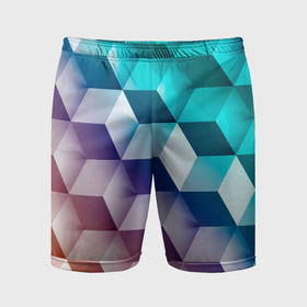 Мужские шорты спортивные с принтом Объёмные разноцветные кубы ,  |  | 