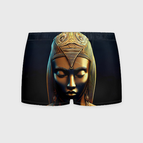 Мужские трусы 3D с принтом Нейросеть   золотая статуя египетской царицы в Кировске, 50% хлопок, 50% полиэстер | классическая посадка, на поясе мягкая тканевая резинка | 