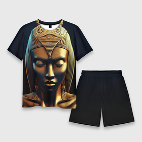 Мужской костюм с шортами 3D с принтом Нейросеть   золотая статуя египетской царицы в Санкт-Петербурге,  |  | Тематика изображения на принте: 