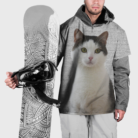 Накидка на куртку 3D с принтом Задумчивый котик в Тюмени, 100% полиэстер |  | Тематика изображения на принте: 