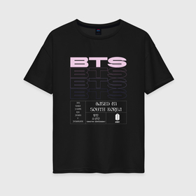 Женская футболка хлопок Oversize с принтом BTS kpop group info , 100% хлопок | свободный крой, круглый ворот, спущенный рукав, длина до линии бедер
 | 