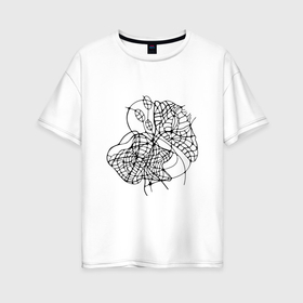 Женская футболка хлопок Oversize с принтом Абстрактные цветы маки , 100% хлопок | свободный крой, круглый ворот, спущенный рукав, длина до линии бедер
 | 