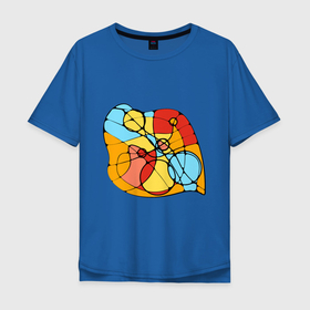 Мужская футболка хлопок Oversize с принтом Абстрактный цветной рисунок в Санкт-Петербурге, 100% хлопок | свободный крой, круглый ворот, “спинка” длиннее передней части | 