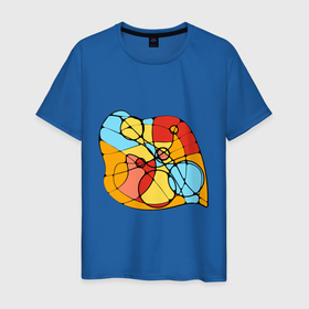 Мужская футболка хлопок с принтом Абстрактный цветной рисунок в Санкт-Петербурге, 100% хлопок | прямой крой, круглый вырез горловины, длина до линии бедер, слегка спущенное плечо. | 