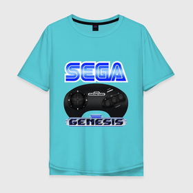 Мужская футболка хлопок Oversize с принтом Sega genesis joystick в Екатеринбурге, 100% хлопок | свободный крой, круглый ворот, “спинка” длиннее передней части | 