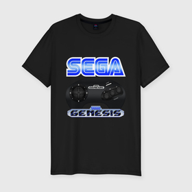Мужская футболка хлопок Slim с принтом Sega genesis joystick , 92% хлопок, 8% лайкра | приталенный силуэт, круглый вырез ворота, длина до линии бедра, короткий рукав | 