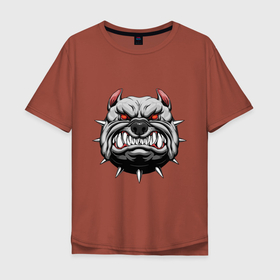 Мужская футболка хлопок Oversize с принтом Evil bulldog в Екатеринбурге, 100% хлопок | свободный крой, круглый ворот, “спинка” длиннее передней части | 