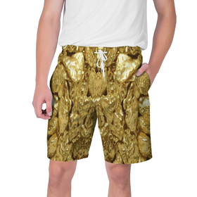 Мужские шорты 3D с принтом Золотая кожа в Тюмени,  полиэстер 100% | прямой крой, два кармана без застежек по бокам. Мягкая трикотажная резинка на поясе, внутри которой широкие завязки. Длина чуть выше колен | Тематика изображения на принте: 