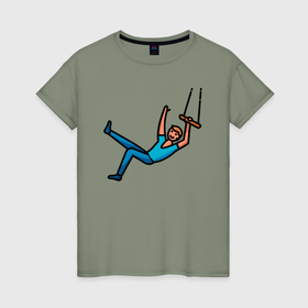 Женская футболка хлопок с принтом Акробат в Екатеринбурге, 100% хлопок | прямой крой, круглый вырез горловины, длина до линии бедер, слегка спущенное плечо | 