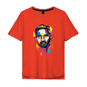 Мужская футболка хлопок Oversize с принтом Геометрический портрет Тома Харди в Курске, 100% хлопок | свободный крой, круглый ворот, “спинка” длиннее передней части | 