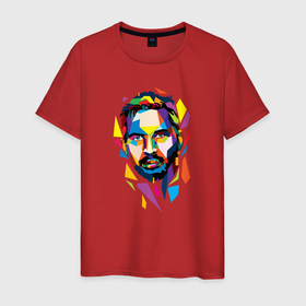 Мужская футболка хлопок с принтом Геометрический портрет Тома Харди в Петрозаводске, 100% хлопок | прямой крой, круглый вырез горловины, длина до линии бедер, слегка спущенное плечо. | 