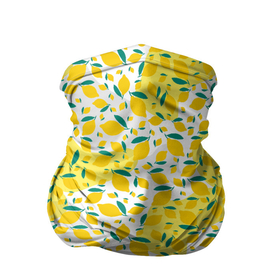 Бандана-труба 3D с принтом Желтые лимоны паттерн , 100% полиэстер, ткань с особыми свойствами — Activecool | плотность 150‒180 г/м2; хорошо тянется, но сохраняет форму | 