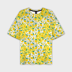 Мужская футболка OVERSIZE 3D с принтом Желтые лимоны паттерн ,  |  | Тематика изображения на принте: 