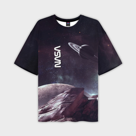 Мужская футболка OVERSIZE 3D с принтом Космический пейзаж   Saturn   Nasa ,  |  | 