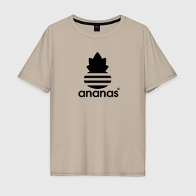 Мужская футболка хлопок Oversize с принтом Ananas   Adidas в Белгороде, 100% хлопок | свободный крой, круглый ворот, “спинка” длиннее передней части | 