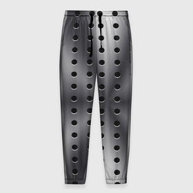 Мужские брюки 3D с принтом Текстура перфорированного металла в Новосибирске, 100% полиэстер | манжеты по низу, эластичный пояс регулируется шнурком, по бокам два кармана без застежек, внутренняя часть кармана из мелкой сетки | 