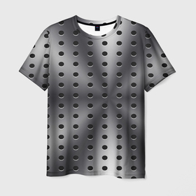 Мужская футболка 3D с принтом Текстура перфорированного металла в Новосибирске, 100% полиэфир | прямой крой, круглый вырез горловины, длина до линии бедер | Тематика изображения на принте: 