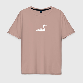 Мужская футболка хлопок Oversize с принтом Minimal goose в Екатеринбурге, 100% хлопок | свободный крой, круглый ворот, “спинка” длиннее передней части | Тематика изображения на принте: 