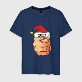 Мужская футболка хлопок с принтом Новогодний шиш   оберег 2023 в Белгороде, 100% хлопок | прямой крой, круглый вырез горловины, длина до линии бедер, слегка спущенное плечо. | 
