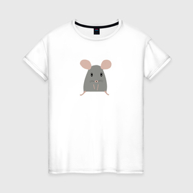 Женская футболка хлопок с принтом Минималистичная мышь в Курске, 100% хлопок | прямой крой, круглый вырез горловины, длина до линии бедер, слегка спущенное плечо | 
